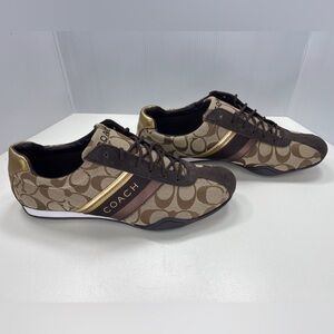 Coach Signature C Jayme Khaki Brown Sneakers, Size 9.5 Shoes